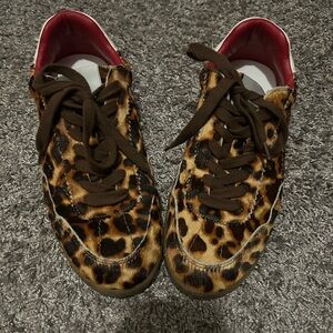 Steve Madden Animal Print Sneakers with Red Trim.